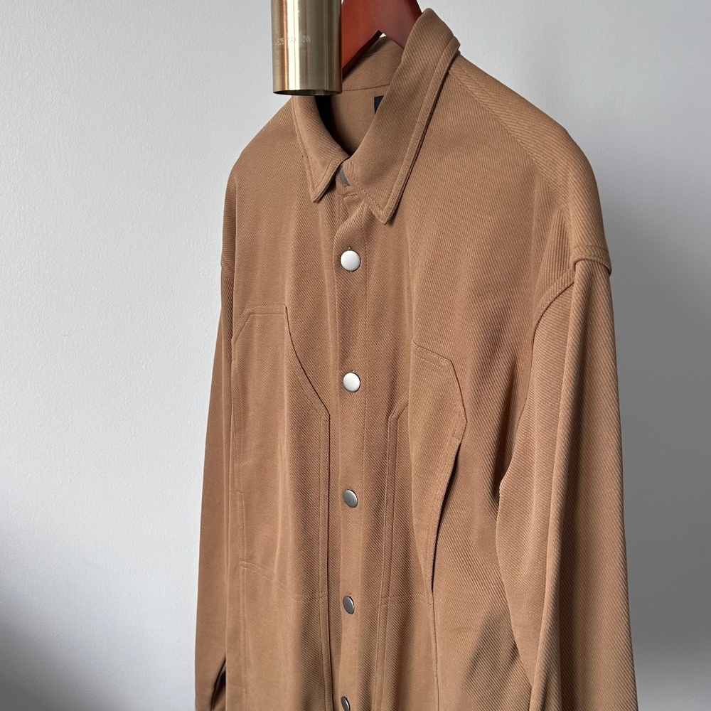 Tan Snap-Button Overshirt Forever 21